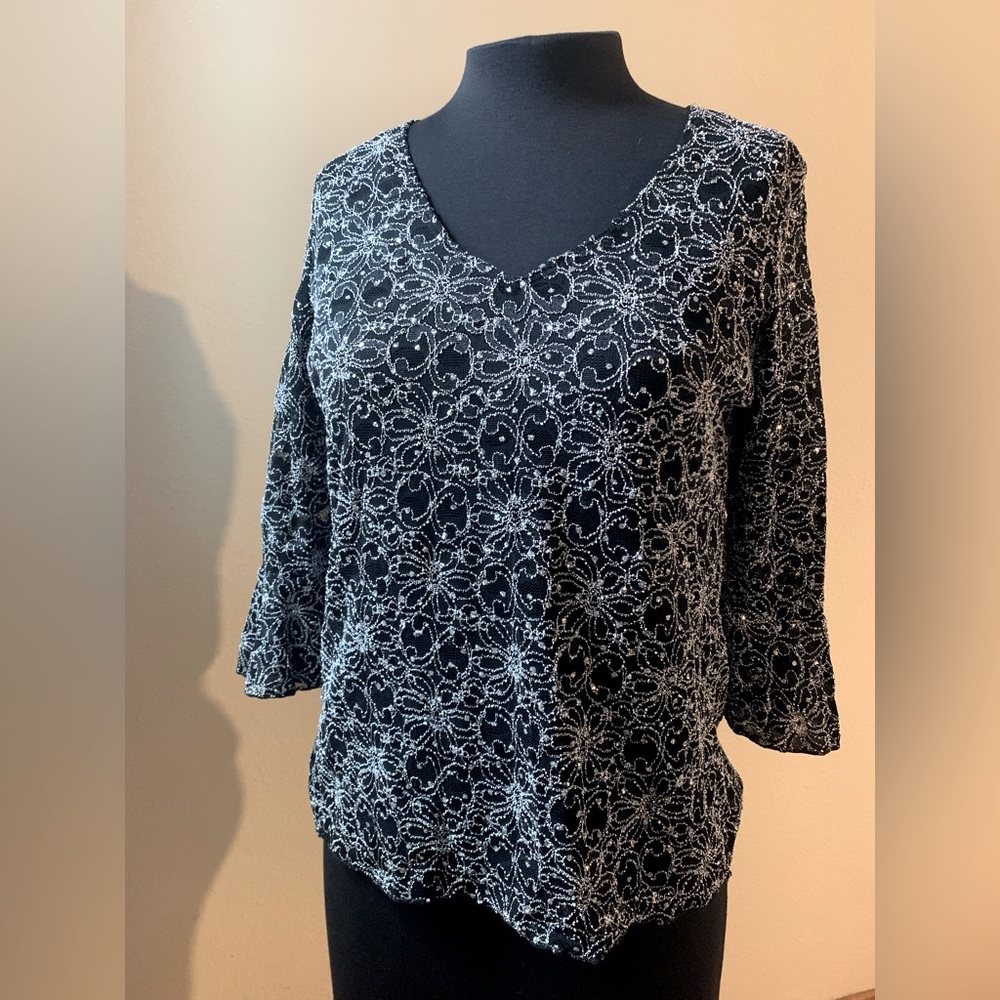 Embroidered & Sparkling Floral Top